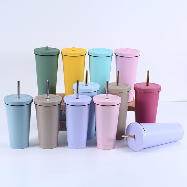 304 Stainless Steel Straw Cup Large -capacity Gangs Coffee Cup Outdoor Car Vacuum Insulation Cup