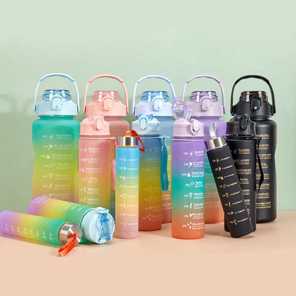 plastics sports water bottle with dividing scales